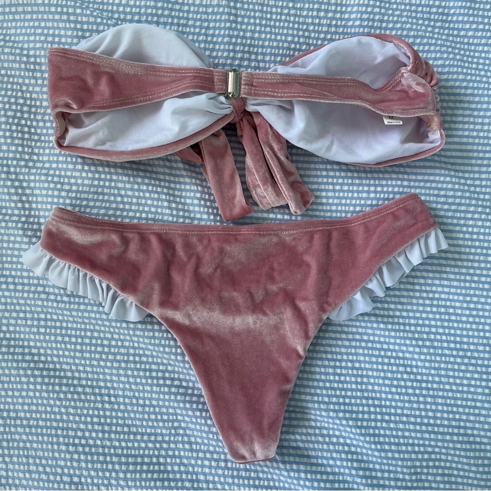 Pink Velvet Bikini Set - Picture 2 of 5